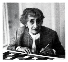 Anni Albers designing in her Orange CT home. Albers Foundation.