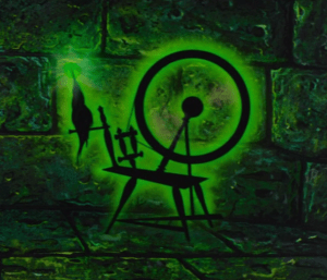 Yes, I'm looking for a spinning wheel with a ghostly green glow that will send me into a deep, nearly permanent, death-like sleep. Do you carry anything like that?